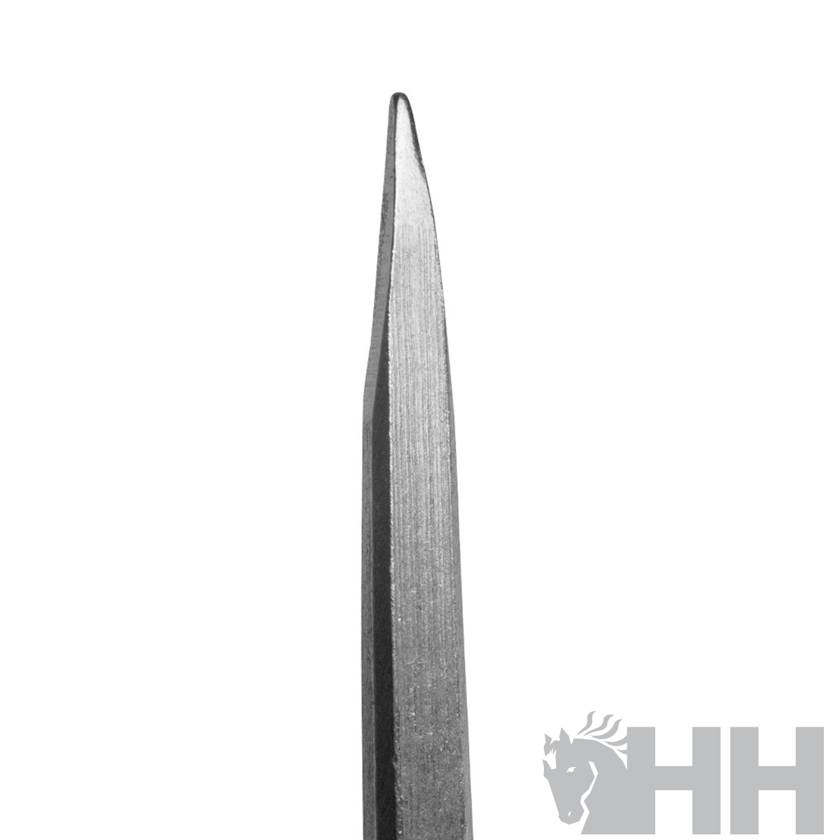 Ponta metálica afiada com logótipo HH no canto inferior direito