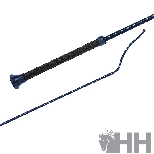 Cabo de chicote azul escuro com alça preta e detalhes em azul claro com logótipo HH