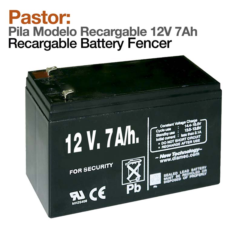 Bateria recarregável preta 12V 7Ah para segurança com texto branco