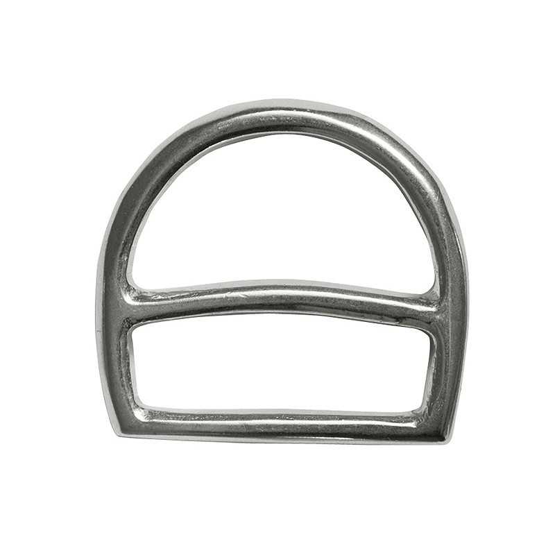 Argola metálica prateada arredondada com barra horizontal