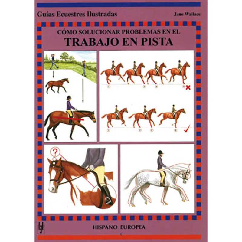 Capa de livro sobre equitação com ilustrações de cavalos e cavaleiros