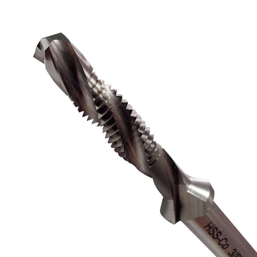 Ferramenta de corte metálica com dentes helicoidais e inscrição HSS-Co 3/8