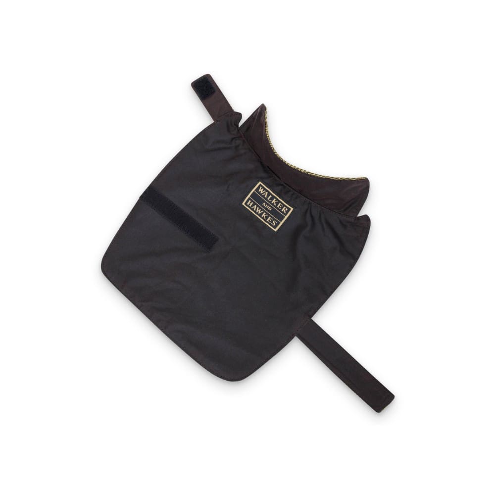 Saco preto com etiqueta Walker and Hawkes e fecho de velcro