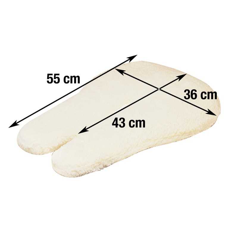 Tapete macio bege claro com três medidas indicadas em centímetros