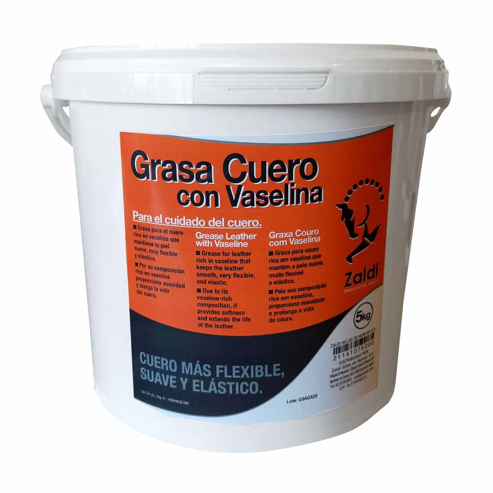 Balde branco de 5kg com graxa para couro Zaldi