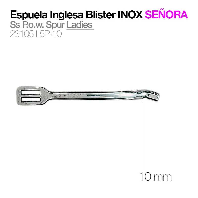 Espuela inglesa de aço inoxidável prateada com extremidade curva