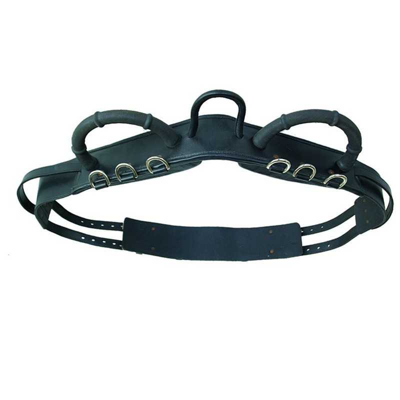 Cinta preta com pegadores e fivelas metálicas