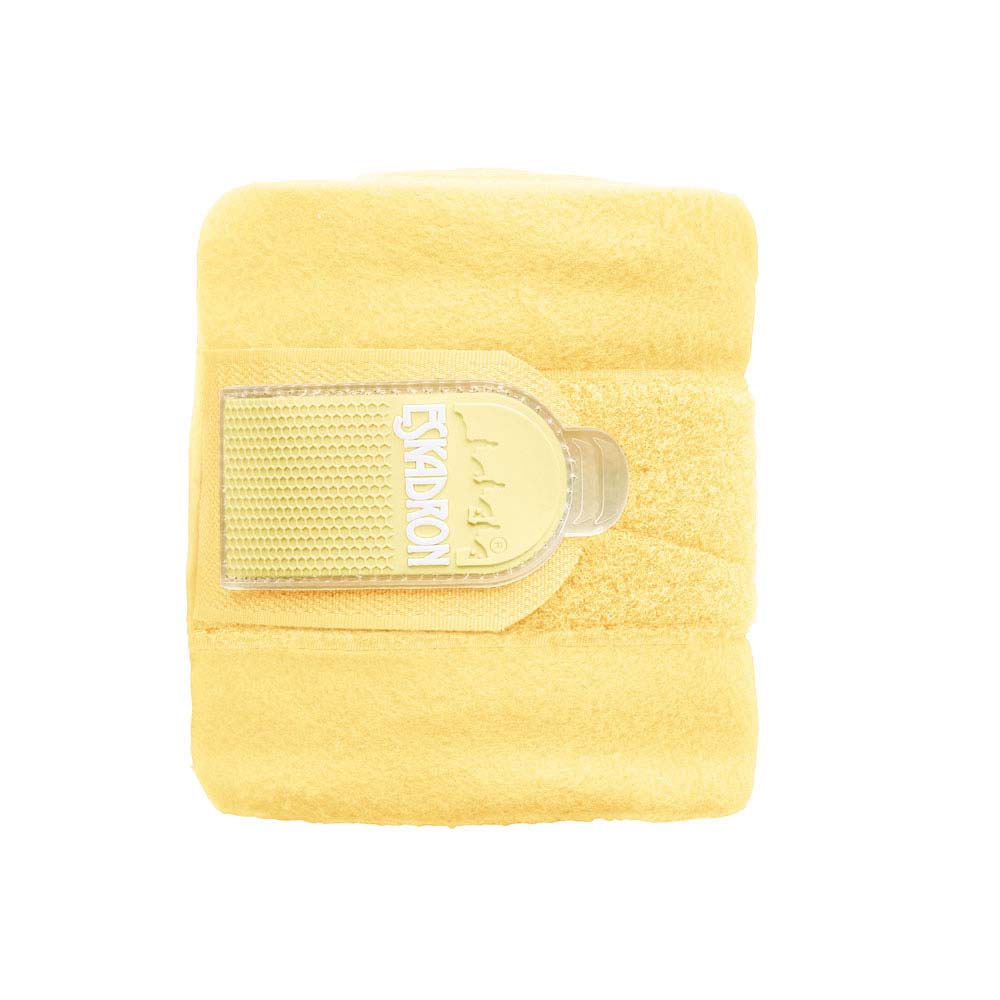Faixa ou suporte amarelo com etiqueta transparente e texto ESKADRON