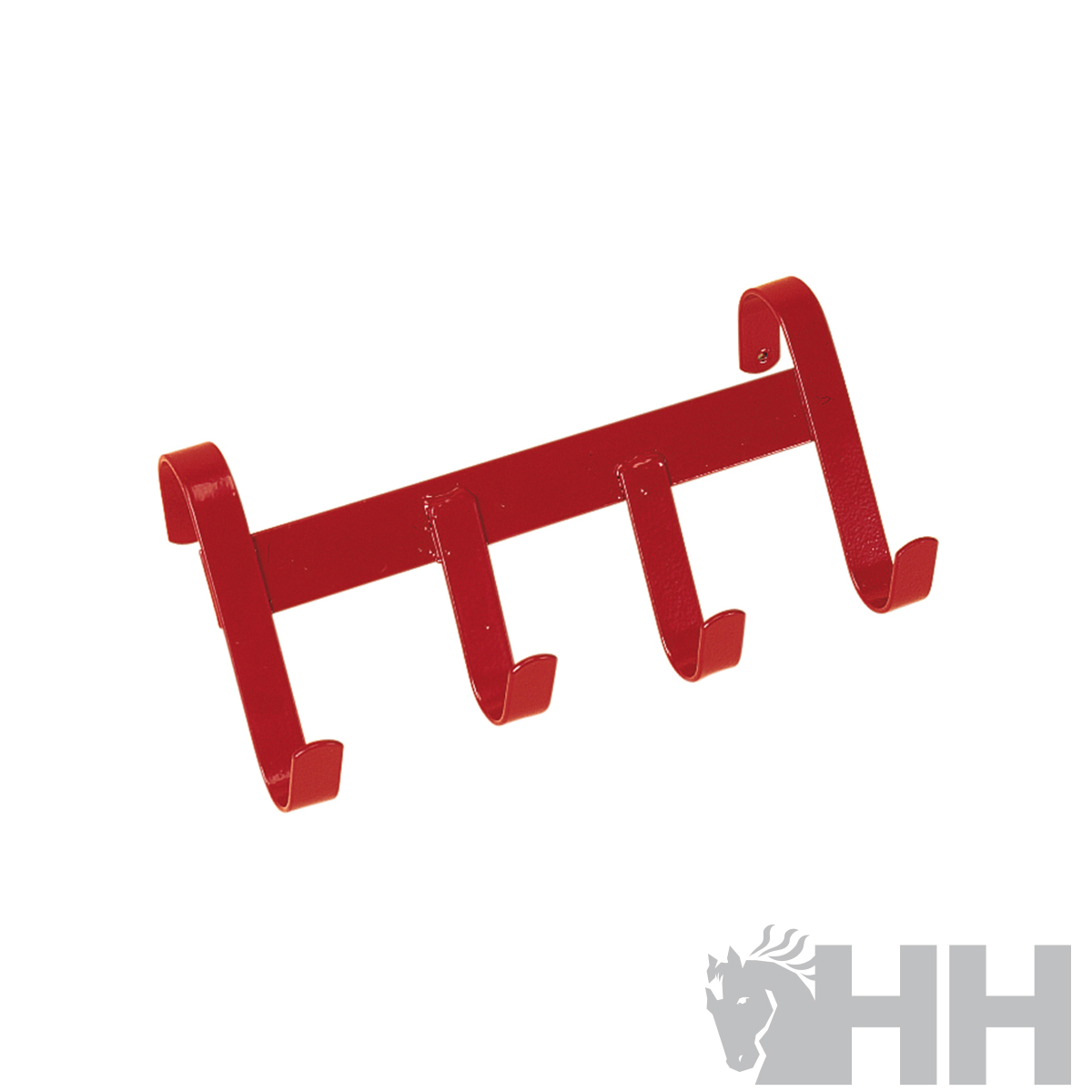 Cabide metálico vermelho com quatro ganchos