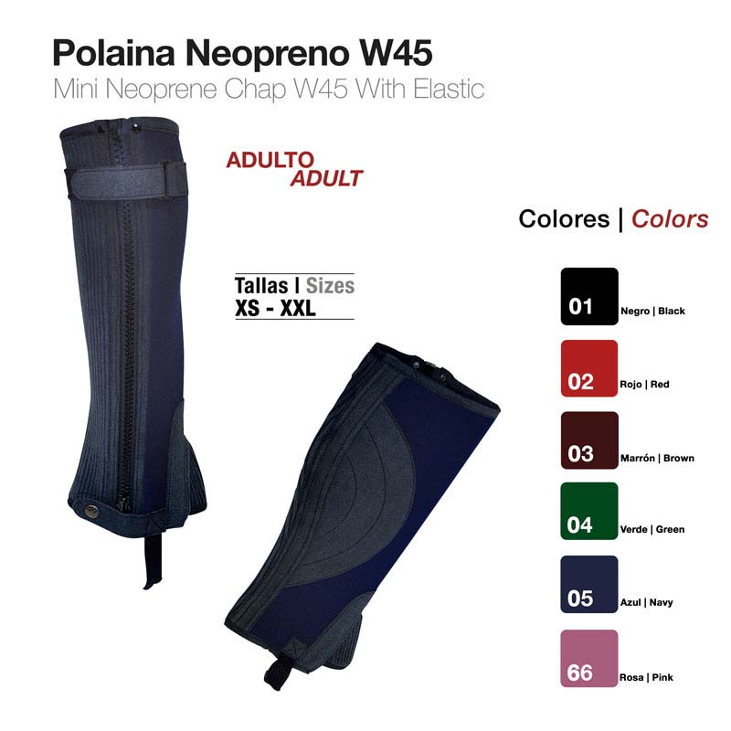 Polainas de neopreno W45 em várias cores e tamanhos para adulto