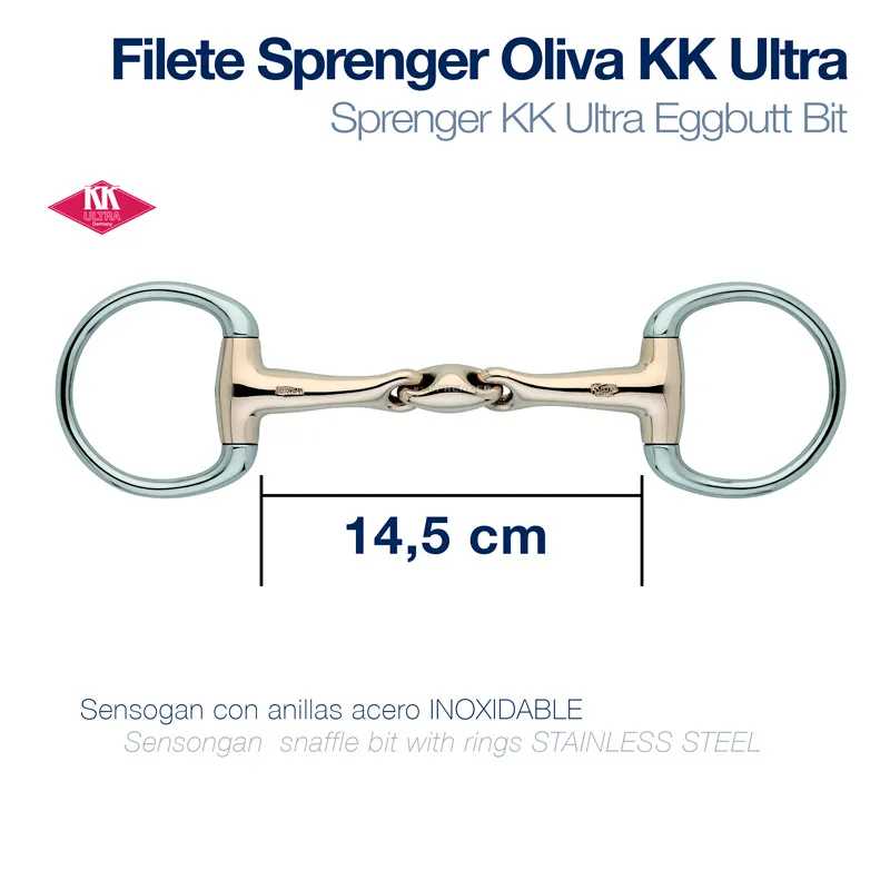 Bit para cavalo Sprenger Oliva KK Ultra de aço inoxidável com 14,5 cm