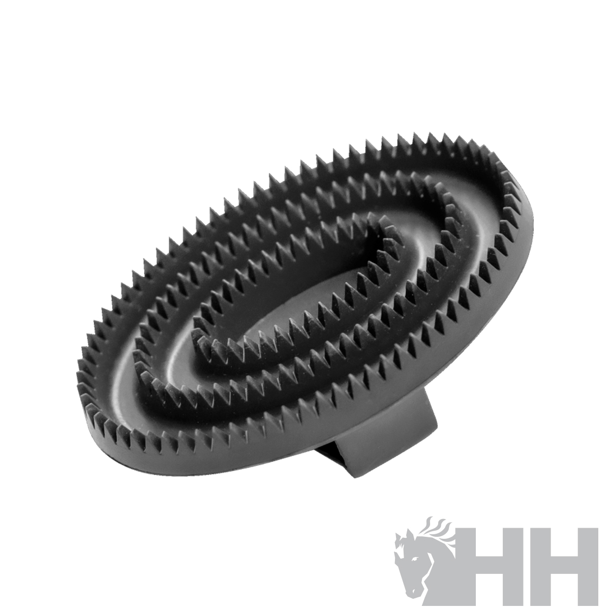 Escova oval preta com pinos rígidos de plástico