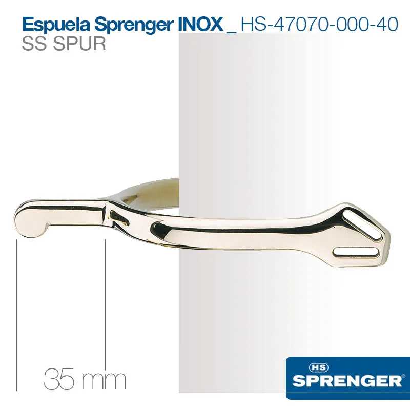 Espuela de aço inoxidável Sprenger HS-47070-000-40 com medida de 35 mm e fundo branco