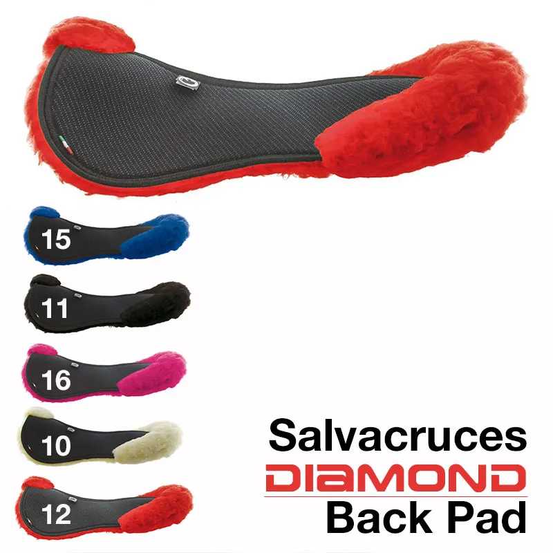 Salvacruzes Diamond Back Pad para equipamentos equestres com pêlo sintético colorido e superfície preta texturada