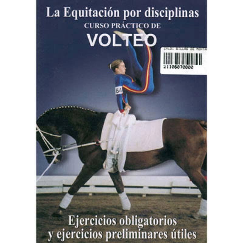 Capa de livro com cavalo castanho e atleta de salto em trampolim em fundo azul