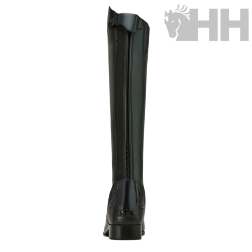 Bota alta preta vista de trás com fecho de correr