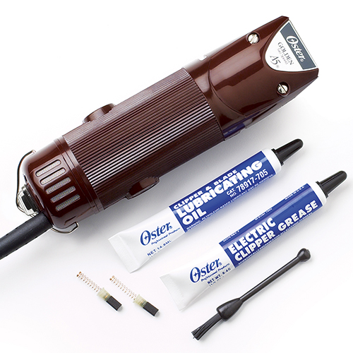 Máquina de cortar cabelo Oster castanha com acessórios de lubrificação e limpeza