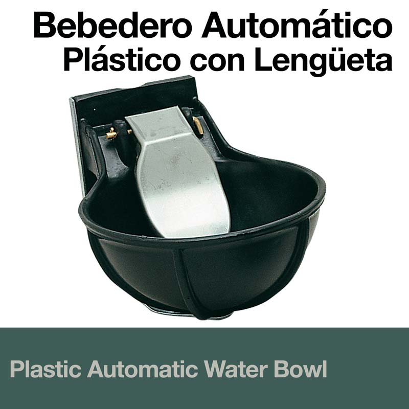 bebedouro automático plástico preto com lengüeta metálica prateada