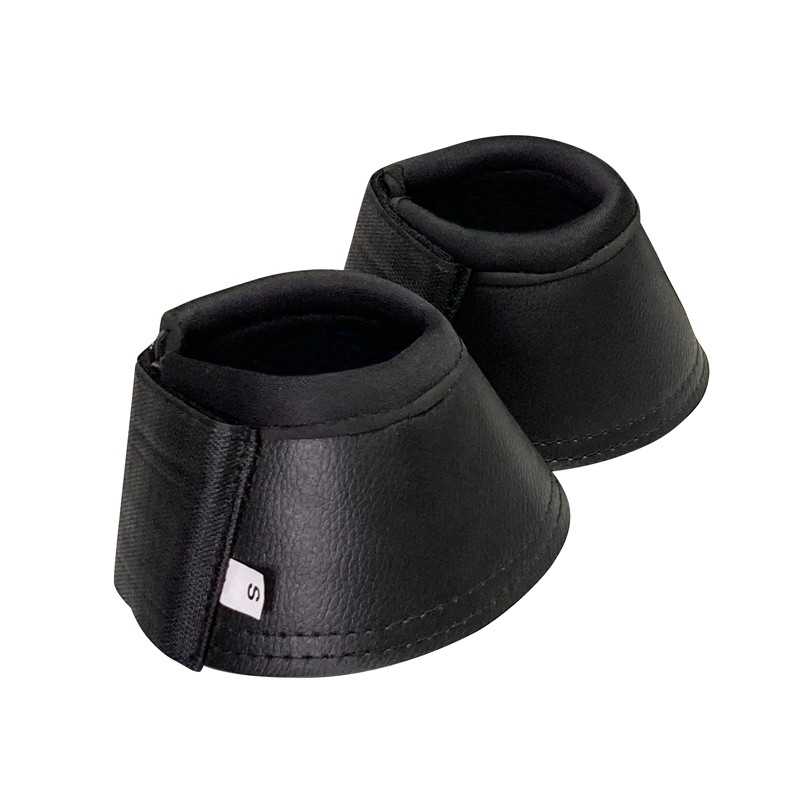 Par de protetores pretos em material sintético com fecho de velcro