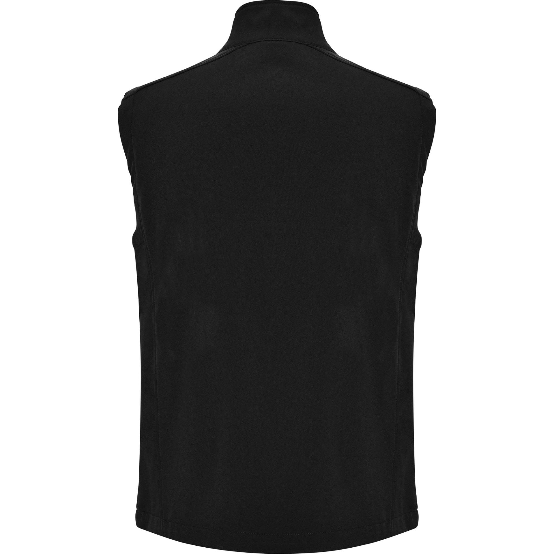 Colete preto sem mangas visto de trás