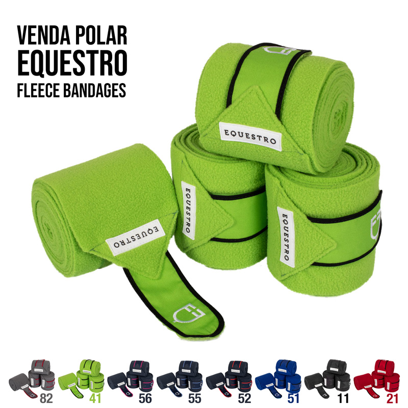 Venda polar EQUESTRO em microfibra verde com etiqueta e velcro