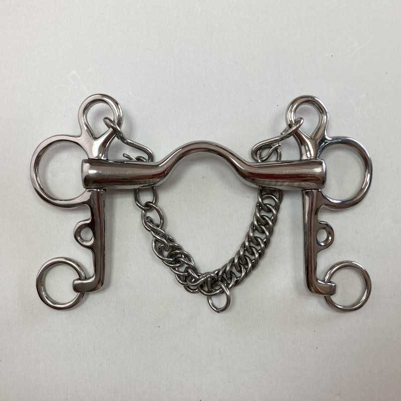 Fresta de cavalo em metal prateado com argolas e correntes