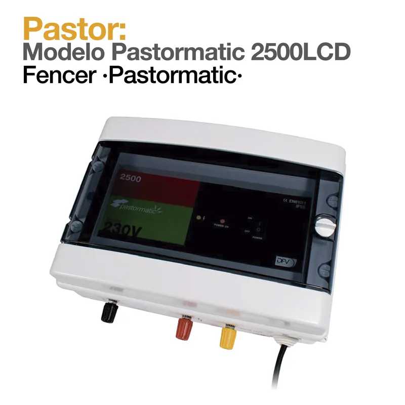 Dispositivo Pastormatic 2500LCD branco com conectores coloridos e tampa transparente escura