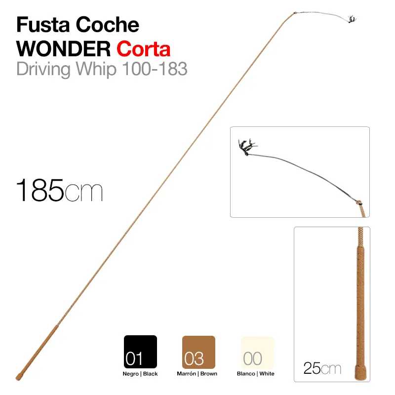 Fusta para carro WONDER Corta 185 cm com cabo trançado 25 cm disponível em preto, castanho e branco