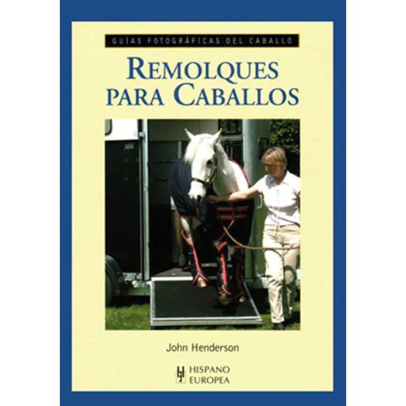 Capa de livro sobre remolques para cavalos com foto de cavalo branco e pessoa