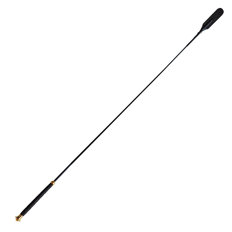 Chicote de equitação preto com detalhes dourados