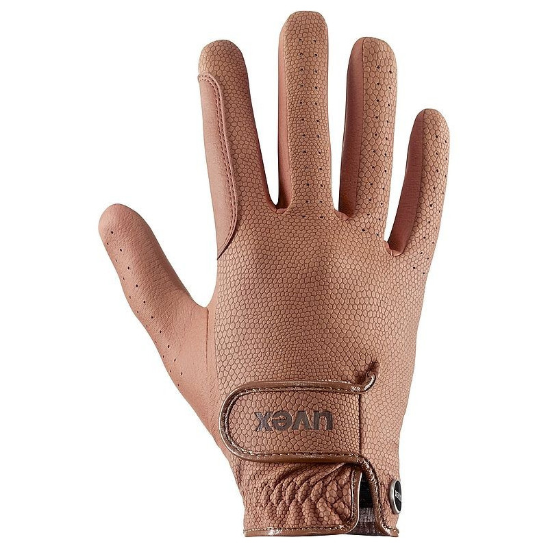 Luva desportiva castanha com padrão hexagonal e fecho em velcro