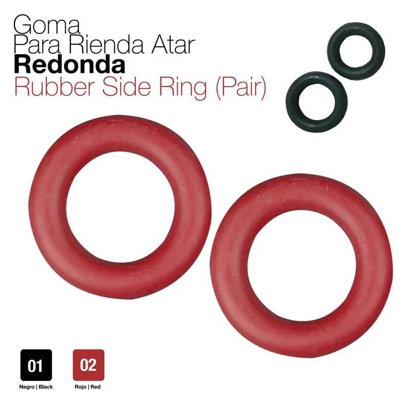 Anéis de borracha redondos vermelho e preto para uso em riendas.