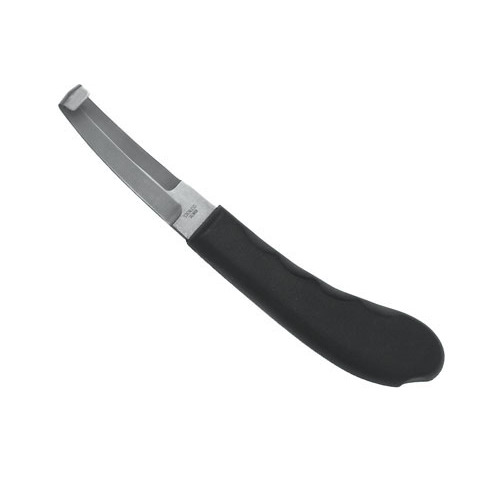 Faca para queijos com lâmina metálica curva e cabo preto