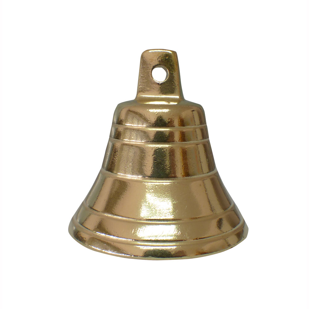 Sino de metal dourado brilhante com orifício para pendurar