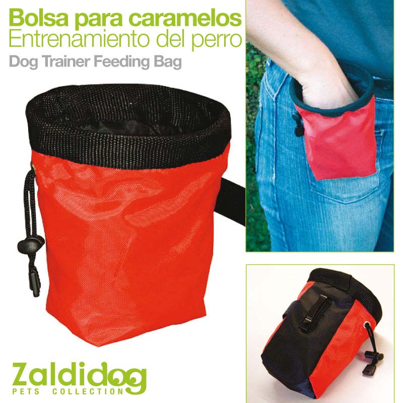 Bolsa para caramelos vermelha e preta para treino de cães