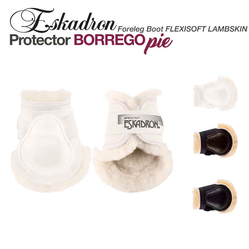 Protótipos de botas para patas de cavalo Eskadron em cores branco e preto com forro macio