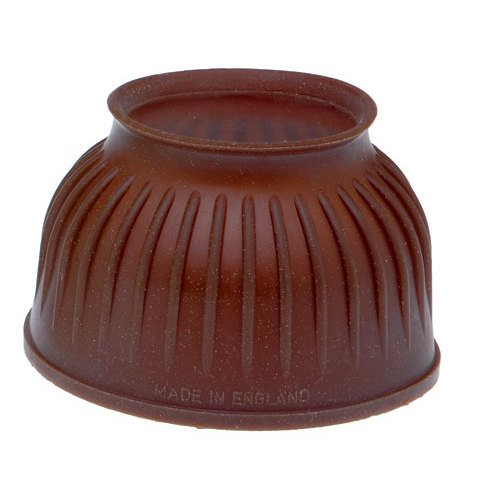 Forma de silicone castanha com relevo vertical e inscrição na base