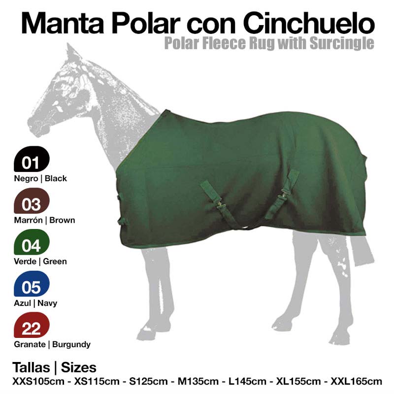 Manta polar verde para cavalo com cinchuelo, várias cores e tamanhos indicados