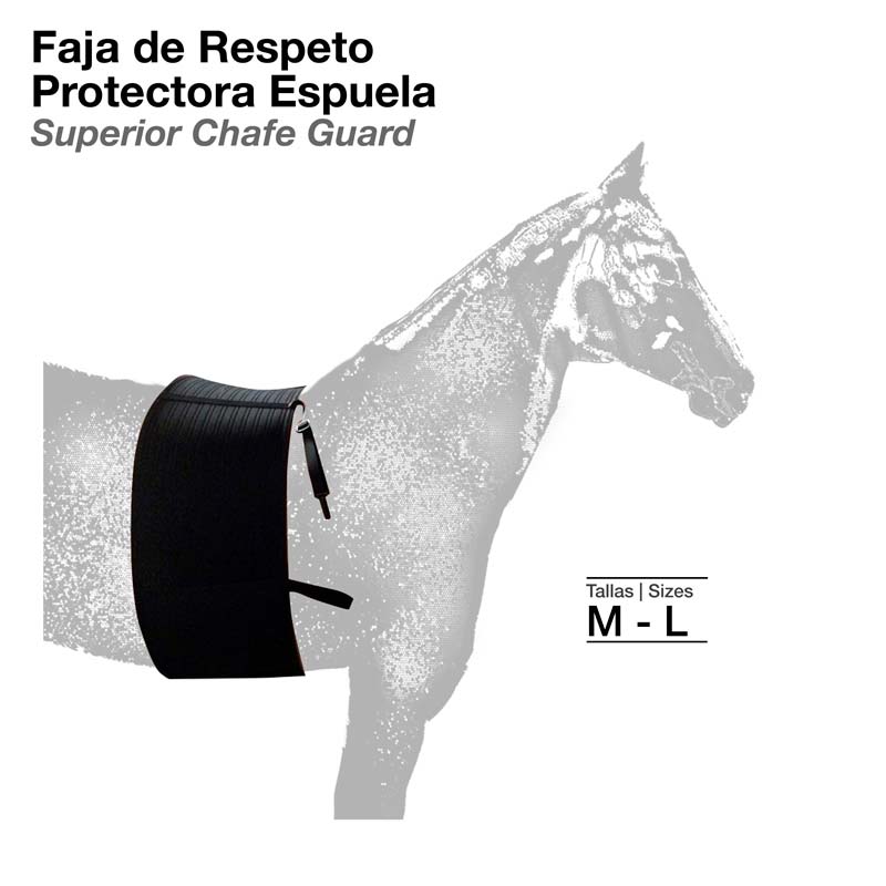 Proteção preta para cavalo Faja de Respeto Protectora Espuela tamanho M - L