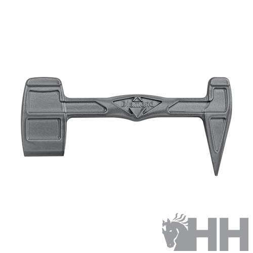 Ferramenta de metal cinzenta com ponta e superfície quadrada, texto Diamond