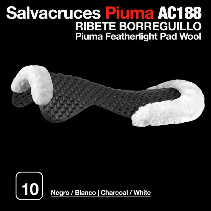 Manta para sela negra com acabamento branco de lã de carneiro