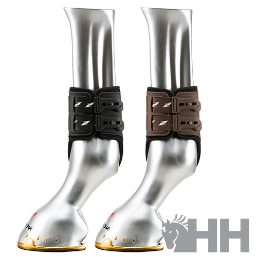 Par de botas de proteção para cavalo em preto e castanho