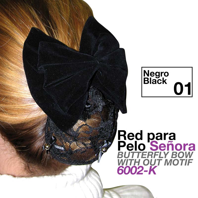 Red para cabelo feminino em renda preta com laço de veludo preto em forma de borboleta