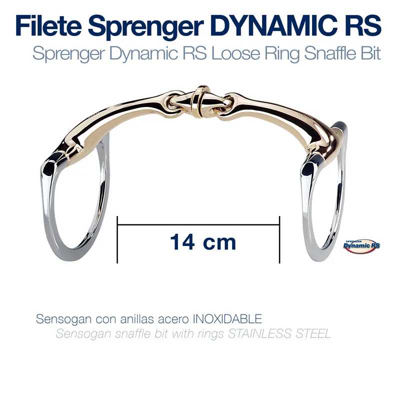 Filete para cavalo Sprenger Dynamic RS em aço inoxidável de 14 cm