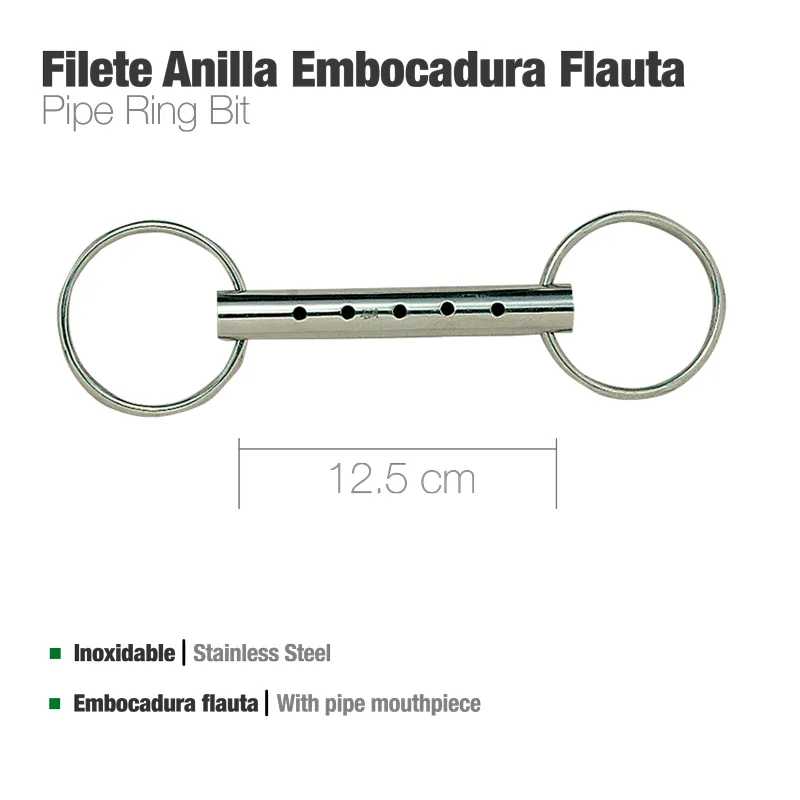 Filete Anilha Embocadura Flauta em aço inox de 12,5 cm com anéis