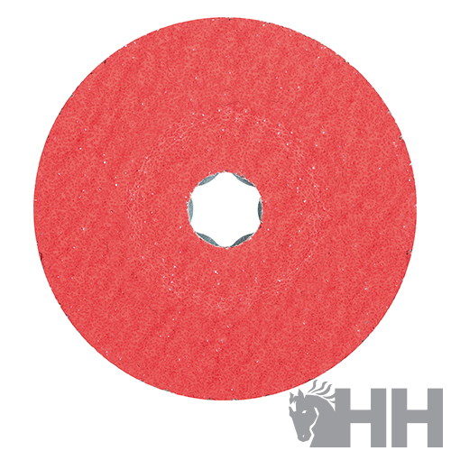 Disco de lixa vermelho com centro hexagonal azul