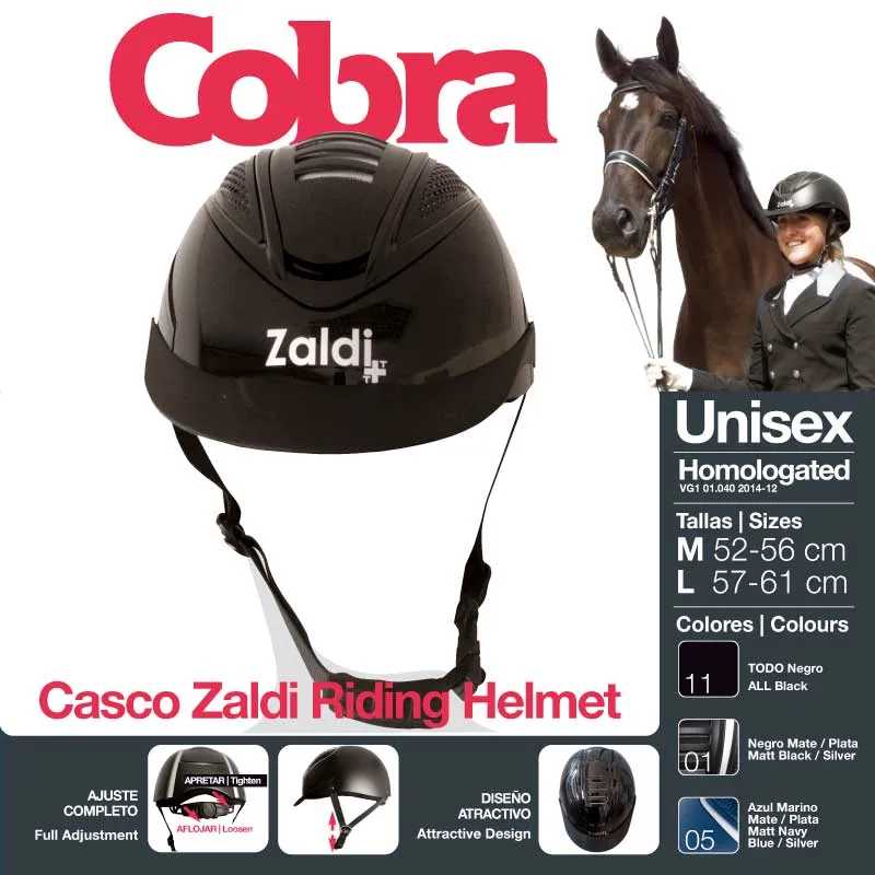 Capacete de equitação Zaldi Cobra preto unissexo com ajuste