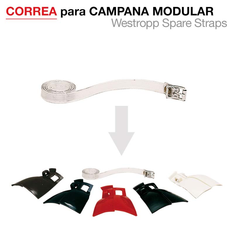 Correia branca para campana modular com capas coloridas em fundo branco