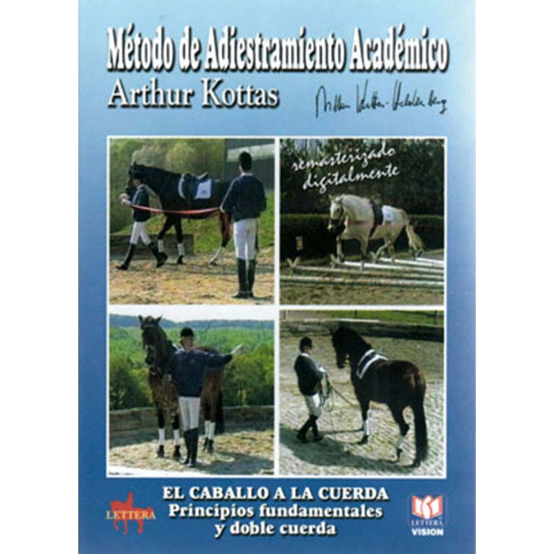 Capa de livro azul com título e quatro fotografias pequenas de adestramento de cavalo.