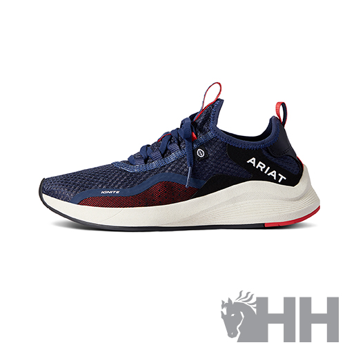 Tênis ARIAT azul, vermelho e preto com solado branco